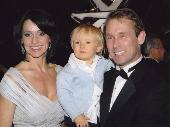 Nadia Comăneci with her husband, Baart and their son