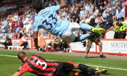 Gabriel Jesus Being Tackled